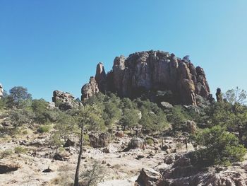 View of rock formations in desert