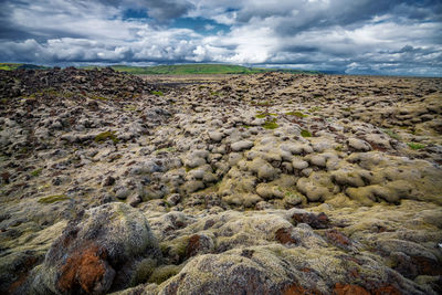 Scenic view of land against sky