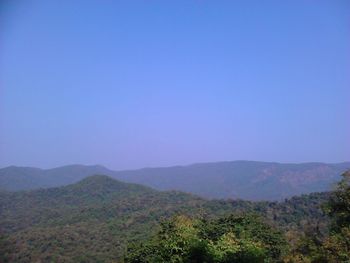 Scenic view of mountains against clear sky