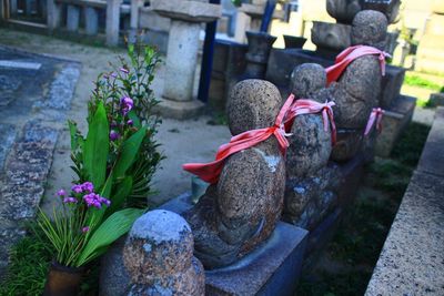 Close-up of statue in cemetery