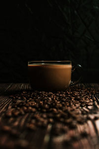 Close-up of coffee cup on table