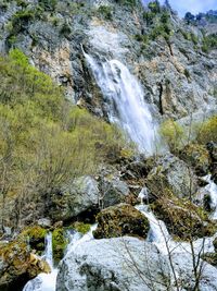 Scenic view of waterfall