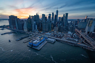 High angle view of buildings in city