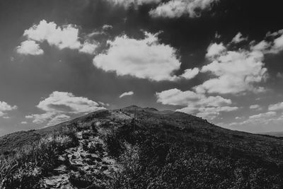 Low angle view of mountain against sky