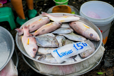 Food for sale at market stall