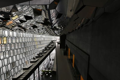 Illuminated staircase in corridor
