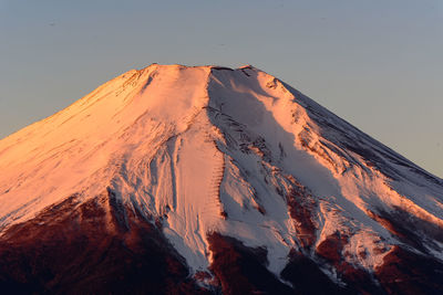 Scenic view of snowcapped mountains against clear sky