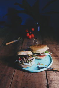 Close-up of breakfast on table