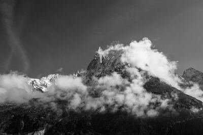 Scenic view of snow covered mountains against sky