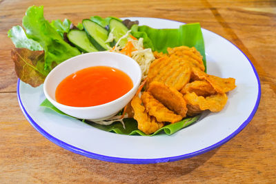High angle view of meal served in plate