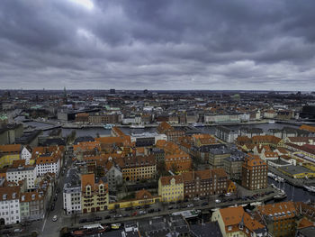 High angle view of cityscape against sky