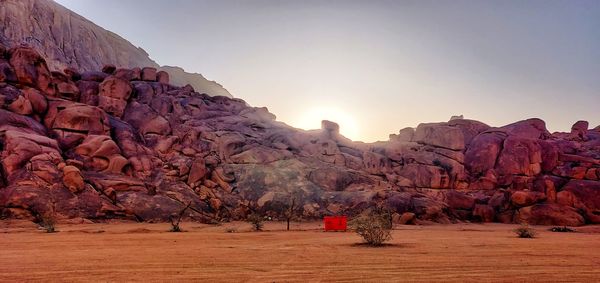 Panoramic view of rocky mountains against sky