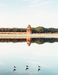 Scenic view of lake against sky