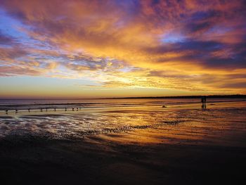 Scenic view of beach during sunset