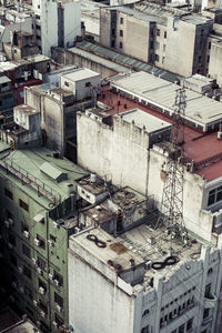 High angle view of buildings in city