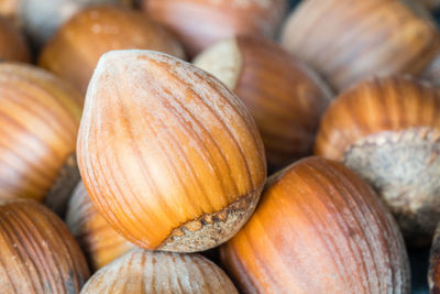 Close-up of hazelnuts for sale at market stall