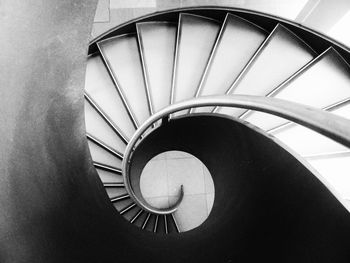 High angle view of spiral stairs