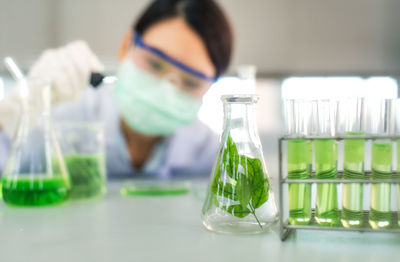 Female scientist experimenting in laboratory