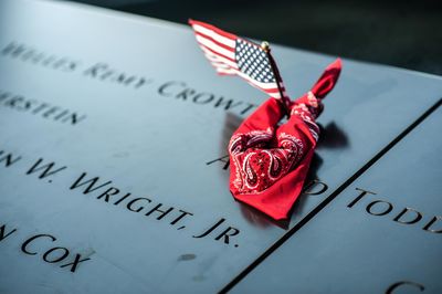 American flag on memorial