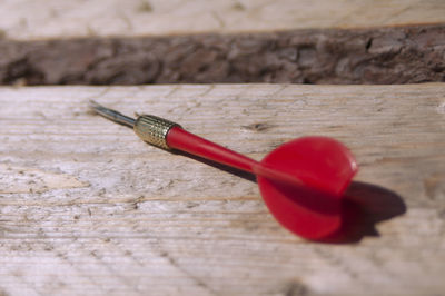 Close-up of heart shape on table