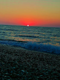 Scenic view of sea against clear sky during sunset