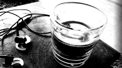 High angle view of beer on table