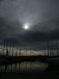 Scenic view of sea against sky at night