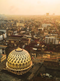 High angle view of buildings in city