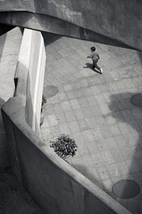 High angle view of people sitting on plant