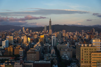 Aerial view of buildings in city