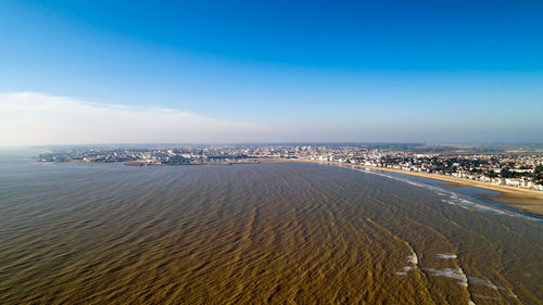 Panoramic view of beach against blue sky