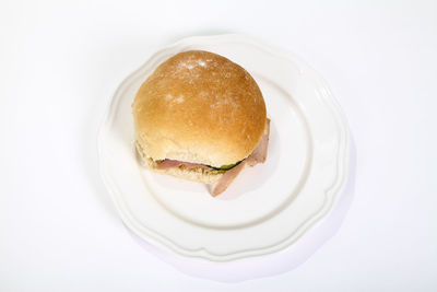 High angle view of bread in plate