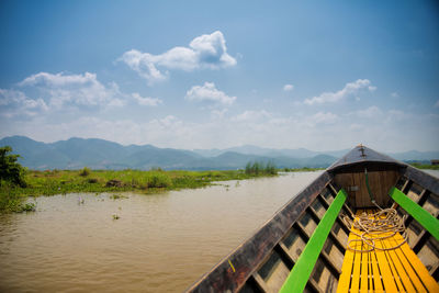 Scenic view of lake against cloudy sky