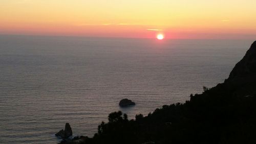 Scenic view of sea at sunset