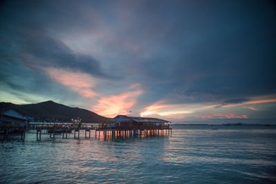 Scenic view of sea against sky at sunset