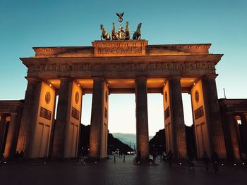 Low angle view of brandenburg gate against clear sky