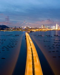 Scenic view of sea against sky at night