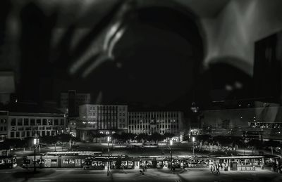 Illuminated city at night