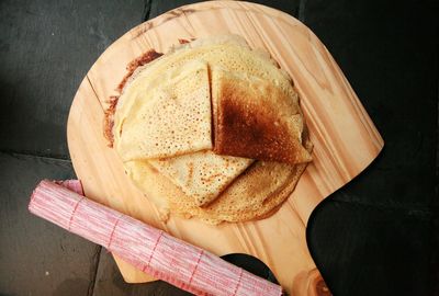 High angle view of food on table