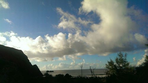 Scenic view of sea against cloudy sky