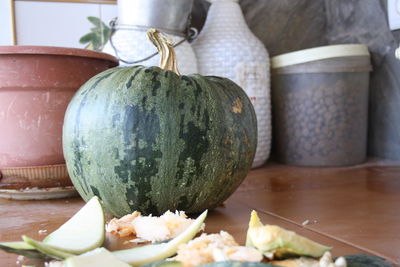 Close-up view of pumpkins