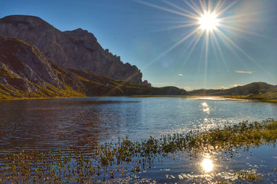 Scenic view of lake against sky