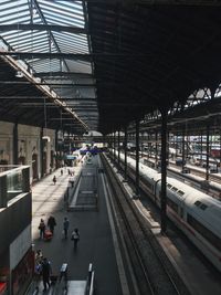 People at railroad station