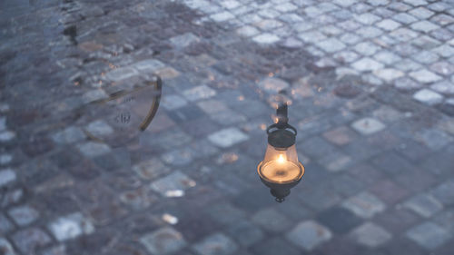 High angle view of light bulb on street