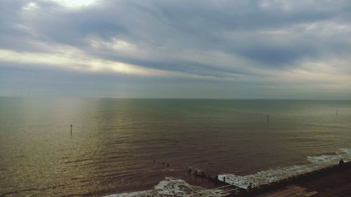 Scenic view of sea against cloudy sky