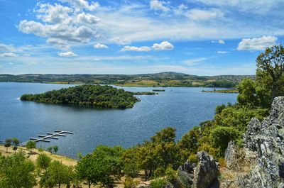 Scenic view of lake against sky