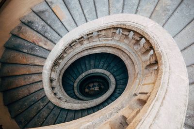 High angle view of spiral stairs