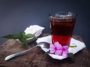 Close-up of drink on table