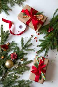 Christmas decorations on table