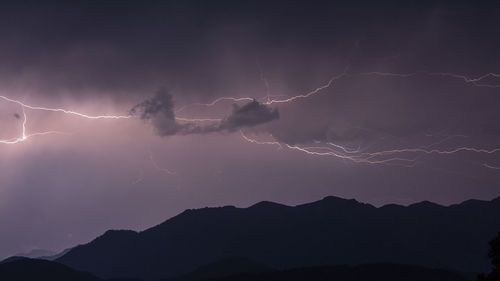 Low angle view of lightning at night